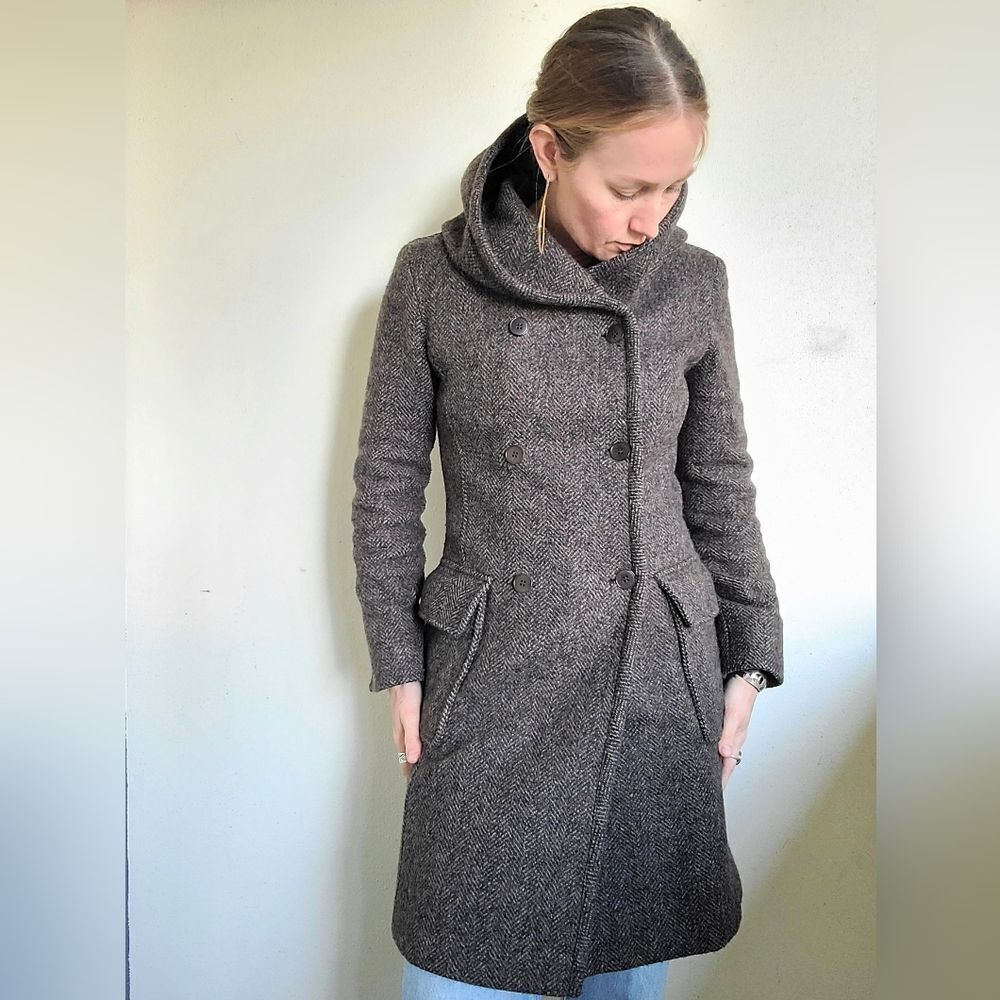 The Elvish Hooded Wool Double Breasted Trench Coat by m0851 S